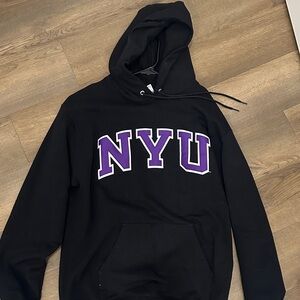 Champion Black Hoodie with Purple NYU Design